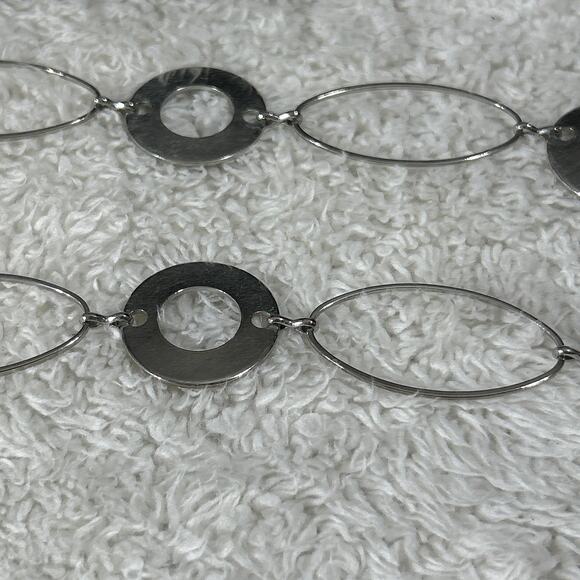 Silver Tone Chain Belt Circles Ovals Made in Korea - Picture 3 of 7